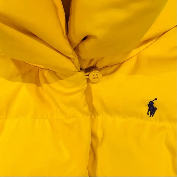 Ralph Lauren Winter Coat Girls 4 Hooded Down Peplum Puffer Jacket Yellow Hooded